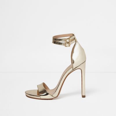 Gold strappy barely there heels